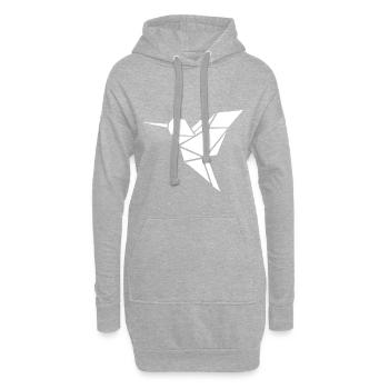 Oiseau Colibri Origami Géométrique Oiseaux Blanc - Sweat-shirt à capuche long Femme - gris chiné - Devant