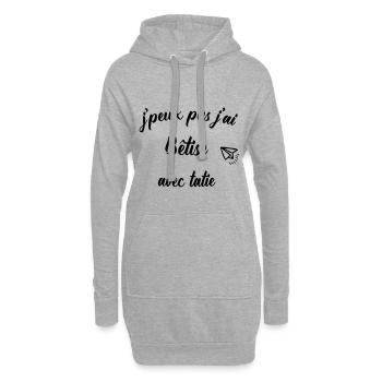 jpeux pas j ai betise avec tatie - Sweat-shirt à capuche long Femme - gris chiné - Devant