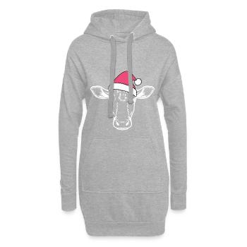 Kuh Muh Rind Kühe Weihnachten Christmas Geschenk - Hoodie-Kleid - Grau meliert - Vorne
