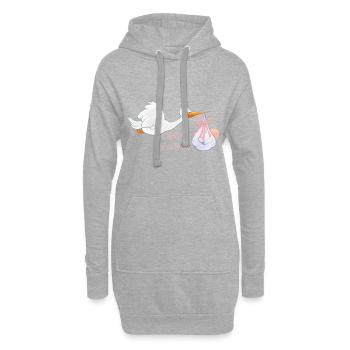 Bébé arrive fille - Sweat-shirt à capuche long Femme - gris chiné - Devant