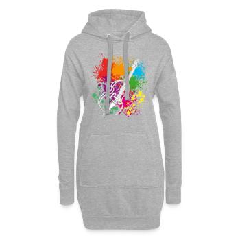 Contrebasse - éclaboussures de couleurs - Sweat-shirt à capuche long Femme - gris chiné - Devant