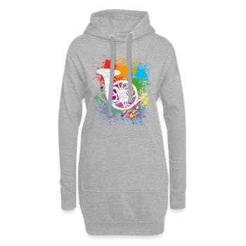 Horn - French Horn - Jagdhorn - Hoodie-Kleid - Grau meliert - Vorne