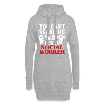 Titre de l'emploi de la profession de travailleur social - Sweat-shirt à capuche long Femme - gris chiné - Devant
