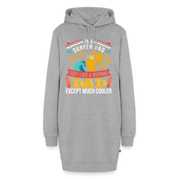 Papa surfeur - Sweat-shirt à capuche long Femme - gris chiné - Devant