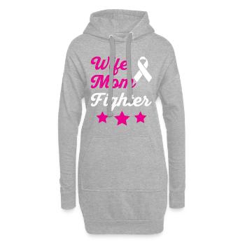 Sensibilisation au cancer de maman, épouse et combattant - Sweat-shirt à capuche long Femme - gris chiné - Devant