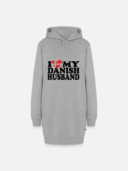 I Love my Danish Husband - Hoodie-Kleid - Grau meliert