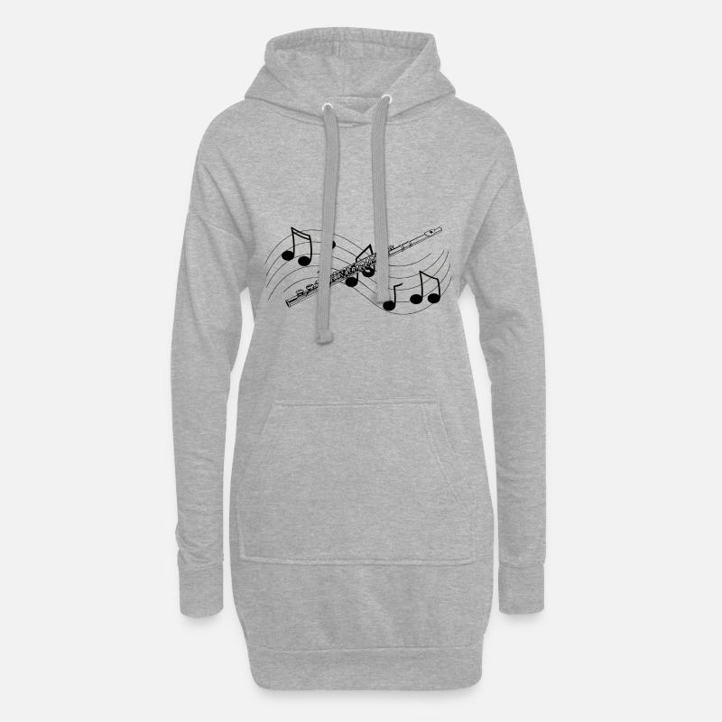 Querflöte Noten und Partitur Schwarze Musik - Hoodie-Kleid - Grau meliert