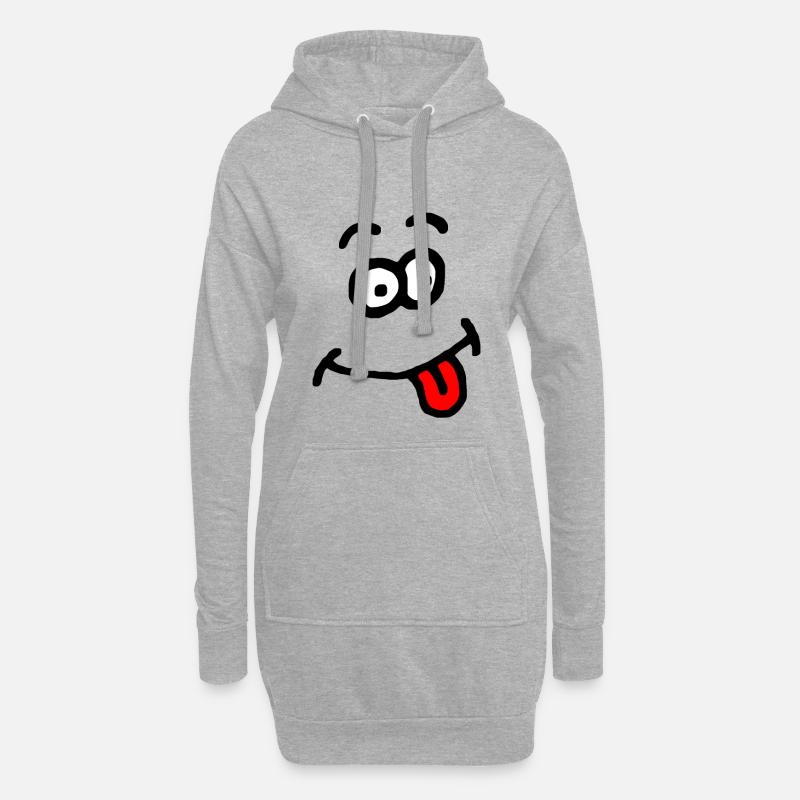 Comic-Gesicht albern - Hoodie-Kleid - Grau meliert