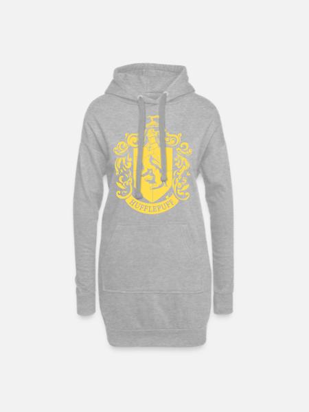 Harry Potter Hufflepuff Coat of Arms - Hoodie Dress - heather grey