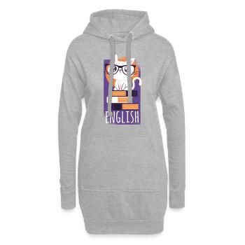 Katze, English Cat - Hoodie-Kleid - Grau meliert - Vorne