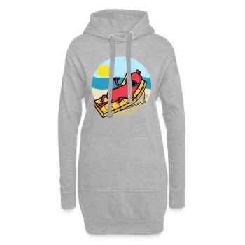 Saucisse en vacances Saucisse en vacances - Sweat-shirt à capuche long Femme - gris chiné - Devant