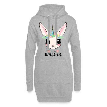 Unicorn Einhorn Pferd Süss Hase - Hoodie-Kleid - Grau meliert - Vorne