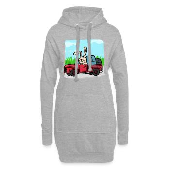 Bunny avec la voiture pendant le voyage - Sweat-shirt à capuche long Femme - gris chiné - Devant