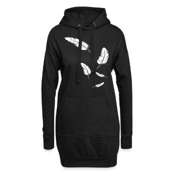 Icône de plumes / blanc - Sweat-shirt à capuche long Femme - noir - Devant