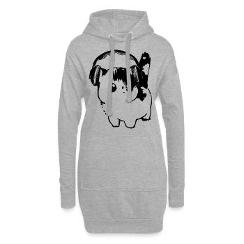 Chat avec écouteurs - Sweat-shirt à capuche long Femme - gris chiné - Devant