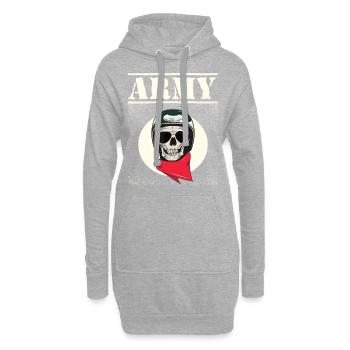 Crâne de rocker armée - Sweat-shirt à capuche long Femme - gris chiné - Devant
