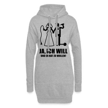 Ja, Ich Will … (Braut / Junggesellinnenabschied B) - Hoodie-Kleid - Grau meliert - Vorne