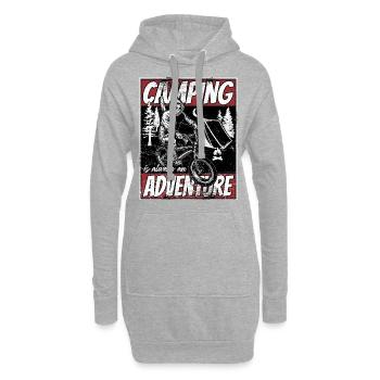 Aventure en camping - Sweat-shirt à capuche long Femme - gris chiné - Devant