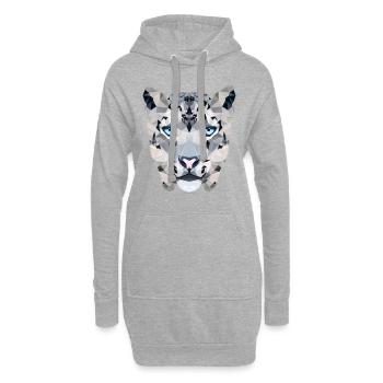 Schneeleopard / Polygon - Hoodie-Kleid - Grau meliert - Vorne