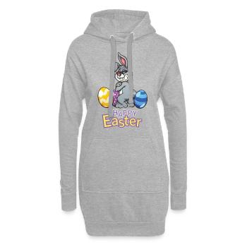 Pâques - lapin de Pâques cool - Sweat-shirt à capuche long Femme - gris chiné - Devant