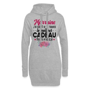 Marraine Cadeau Fête des Mères Enfant Famille - Sweat-shirt à capuche long Femme - gris chiné - Devant