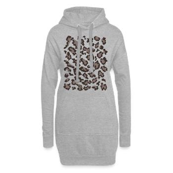Motif léopard des neiges sombre - Sweat-shirt à capuche long Femme - gris chiné - Devant