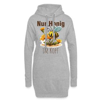 Biene inmitten von Honig und Blumen - Hoodie-Kleid - Grau meliert - Vorne
