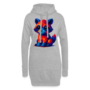 WPAP Polygon Kawaii Stil Tiere Baby Waschbär - Hoodie-Kleid - Grau meliert - Vorne