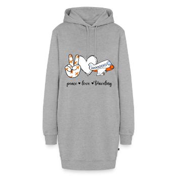 Peace Love Travelling Reiselust Reisen Traveller - Hoodie-Kleid - Grau meliert - Vorne