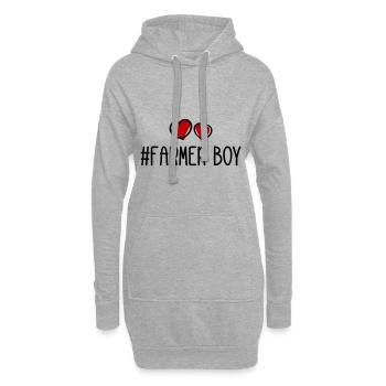 Fermier garçon coeur amour - Sweat-shirt à capuche long Femme - gris chiné - Devant