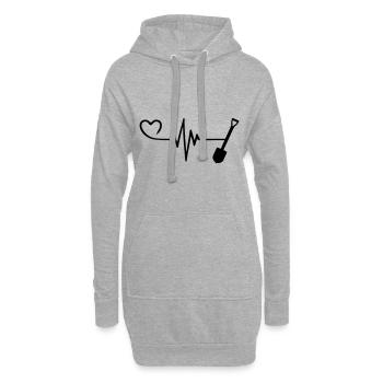 Schaufel Puls Herz Liebe - Hoodie-Kleid - Grau meliert - Vorne