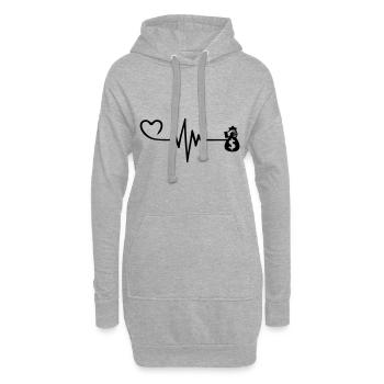 Geld Liebe Puls Herz - Hoodie-Kleid - Grau meliert - Vorne