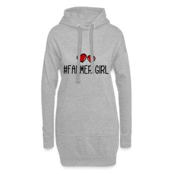 Fermier Fille Fille Coeur Amour - Sweat-shirt à capuche long Femme - gris chiné - Devant