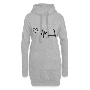 E-roller Puls Herz Liebe - Hoodie-Kleid - Grau meliert - Vorne