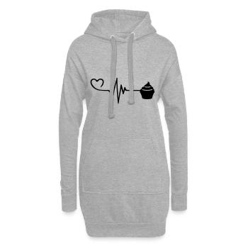 Muffin Pulse Heart Love - Sweat-shirt à capuche long Femme - gris chiné - Devant