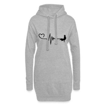 Hahn Puls Herz Liebe - Hoodie-Kleid - Grau meliert - Vorne
