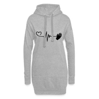 Pouls de prière Amour du cœur - Sweat-shirt à capuche long Femme - gris chiné - Devant