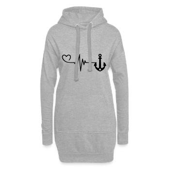 Icône d’ancrage Heartbeat - Sweat-shirt à capuche long Femme - gris chiné - Devant