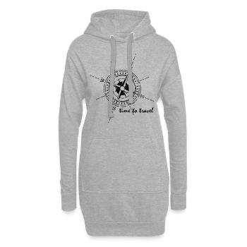 Kompass time to travel schwarz - Hoodie-Kleid - Grau meliert - Vorne
