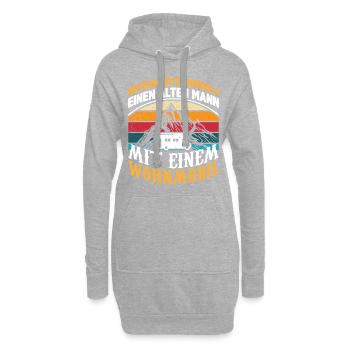 Alter Mann mit Wohnmobil - Opa Camping - Hoodie-Kleid - Grau meliert - Vorne