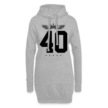 40 Couronne de numéros - Sweat-shirt à capuche long Femme - gris chiné - Devant