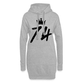 74 Couronne numérique - Sweat-shirt à capuche long Femme - gris chiné - Devant