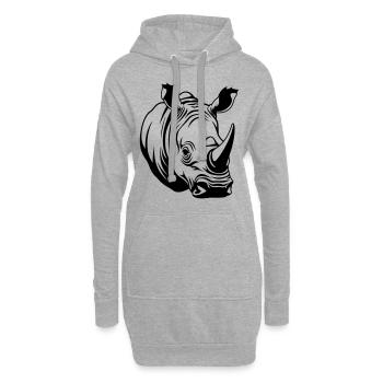 Symbole du bien-être animal rhinocéros - Sweat-shirt à capuche long Femme - gris chiné - Devant