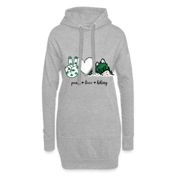 Peace Love Hiking Wanderer Wandern Berge - Hoodie-Kleid - Grau meliert - Vorne