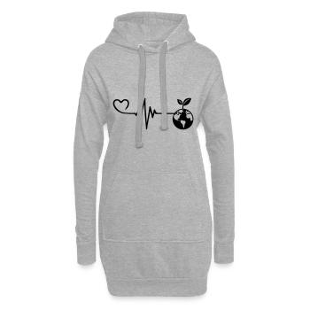 Planète Terre Pulse Heart Love - Sweat-shirt à capuche long Femme - gris chiné - Devant