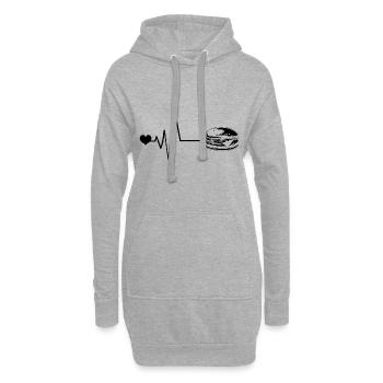 Burger Puls Herz Liebe - Hoodie-Kleid - Grau meliert - Vorne