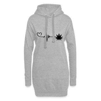 Pouls de feuille de chanvre Amour du cœur - Sweat-shirt à capuche long Femme - gris chiné - Devant
