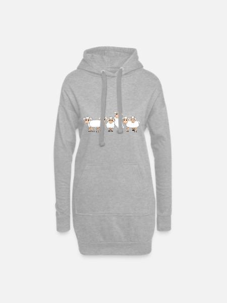 Agneau - Sweat-shirt à capuche long Femme - gris chiné