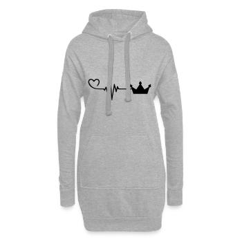 Krone icon Liebe Puls Herz - Hoodie-Kleid - Grau meliert - Vorne