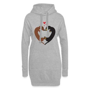Coeur de teckel - Cadeau de la Saint-Valentin - Sweat-shirt à capuche long Femme - gris chiné - Devant